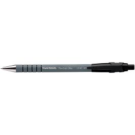 Papermate Bolígrafo retráctil negro, tinta de aceite, trazo 0,4 mm, punta 1 mm, cuerpo de caucho