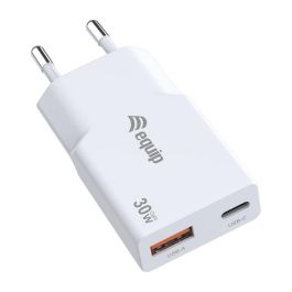 EQUIP Cargador GaN Slim 30W (245523) - 2 Puertos USB-C PD3.0 + USB-A QC3.0, Compacto Blanco, 100-240V, Protecciones Integradas Precio: 29.49999965. SKU: B12F2PRTCX