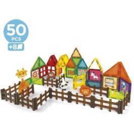 EDUCA EDU8412668202702 Magnetics Zoo Park - Juego de Construcción - 50 piezas magnéticas, 4 animales, 8 cartas - Desde 3 años