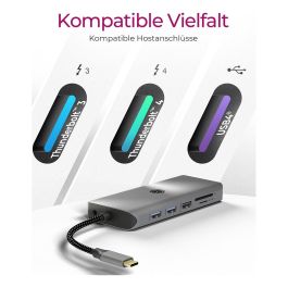 ICY BOX IB-DK4061-CPD USB-C Docking Station con Carga PD de 100W y Múltiples Puertos