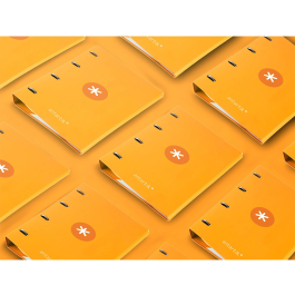 Antartik Carpeta con recambio A4 cuadro 5mm forrada 4 anillas 40mm redondas con solapa color mostaza