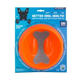 Lickimat Oh Bowl Bol Rígido para Perro M Naranja - Reduce Estrés, Ansiedad, Favorece Alimentación Lenta y Mejora Digestión
