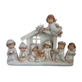 DKD Home Decor Nacimiento Navidad Tradicional de Resina Blanco Plateado 4 x 16 x 22.5 cm (2 Unidades) Precio: 47.49999958. SKU: B1JFFYF8YE