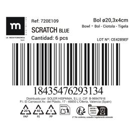 La Mediterranea Bol Scratch Blue 20.3 cm x 4 cm (12 Unidades)