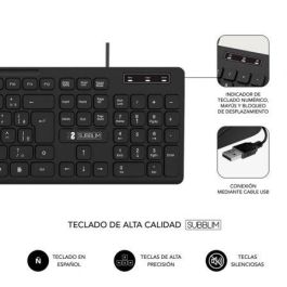 SUBBLIM Combo Business Slim Silencioso con cable USB Negro
