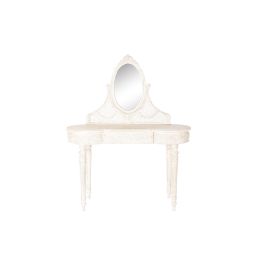 DKD Home Decor Tocador Romántico Beige con Espejo, 1 Cajón, Madera de Mango y MDF, 114x44x141 cm