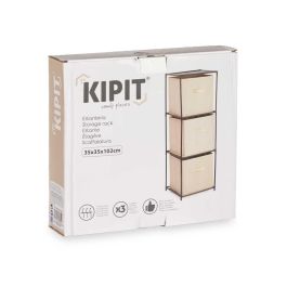 Kipit Estantería de Almacenaje con 3 Cajones de Tela TNT y Estructura Metálica Color Natural 34,5x34,5x100 cm (6 Unidades) Kipit Estantería de Almacenaje con 3 Cajones de Tela TNT y Estructura Metálica Color Natural 34,5x34,5x100 cm (6 Unidades)