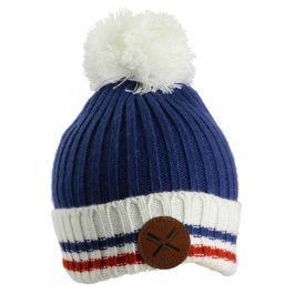 Sensly Gorro con Emblema y Pompón, Colores Surtidos Azul, Negro, Gris, Talla Única
