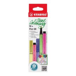 Stabilo Rotulador Pen 68 Acuarelable Estuche Zig Zag 18 Unidades Colores Surtidos Trazo 1 mm