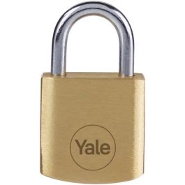 Yale Y110B/20/111/4 Candado de Latón Macizo 20mm con Arco de Acero Endurecido y 3 Llaves para Seguridad Básica