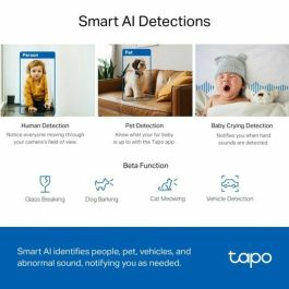 Tp - link Tapo TC72 Cámara Seguridad WiFi 360° 2K, Visión Nocturna, Detección IA, Alarma Luz/Sonido, Control Voz