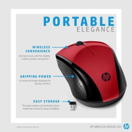 HP Ratón Inalámbrico 220 Óptico con Sensor 1600 DPI, Tecnología 2.4 GHz, Color Rojo, Autonomía hasta 15 Meses, Diseño Ergonómico y Ambidiestro
