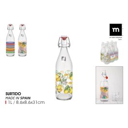 Inde Botella de Vidrio 1 Litro con Tapón Hermético Decoración Mecano - 8.25 x 32.2 cm (6 Unidades) Precio: 12.50000059. SKU: B1CGXP4A7Q