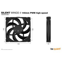 Be Quiet! SilentWings 4 PWM high-speed Ventilador de 140mm, Negro, 1900 RPM, 133.2 m³/h, PWM