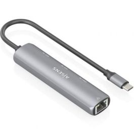 Aisens ASUC-4P039-GR Hub USB-C a Ethernet Gigabit 1xUSB-C 5G, 2xUSB-A 5G, Gris