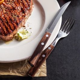 Tramontina Tenedor de Mesa Polywood Castaño Acero Inoxidable Mango Tratado Caja Expositora 60 Unidades