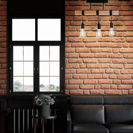 Lámpara Colgante Bianca SKD-P6000-3 de Madera y Metal, Diseño Nórdico Moderno para Comedor, Dormitorio o Salón, E27 LED