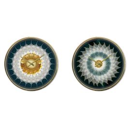 DKD Home Decor Reloj de Pared Decorativo Moderno Turquesa y Dorado de Cristal y Hierro, 40x40 cm - Pack 2 Unidades
