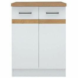 Junona JUNONAMB2P60BLPL Bajo Gabinete de Cocina 60 cm 2 Puertas Tesca de Trabajo Blanco Brillante