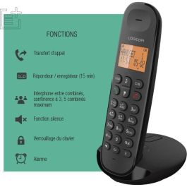 Teléfono inalámbrico fijo - LOGICOM - DECT ILOA 155T SOLO - Negro - Con contestador automático