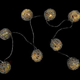 Home Deco Factory Guirnalda de 8 luces LED Ratán Gris, 2700K