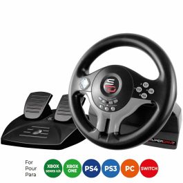 Subsonic Volante de Conducción Universal Cableado con Pedales y Paletas 180° Compatible Switch, PS4, Xbox One, PC