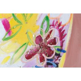 DKD Home Decor Cuadro Moderno Multicolor 80 x 80 cm (2 Unidades) Pintado a Mano en Lienzo y Pino