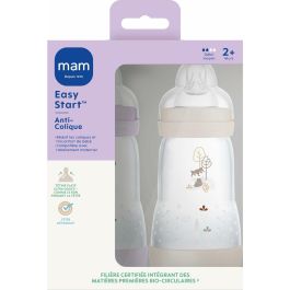 MAM MAM9001616836572 Set de 2 biberones Easy Start Anticólico 260 ml Tetina Flow 2 Lila + Arena