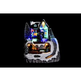 DKD Home Decor Casa de Navidad Tradicional con Movimiento LED y Resina Multicolor 18x20x18 cm (2 Unidades) DKD Home Decor Casa de Navidad Tradicional con Movimiento LED y Resina Multicolor 18x20x18 cm (2 Unidades)