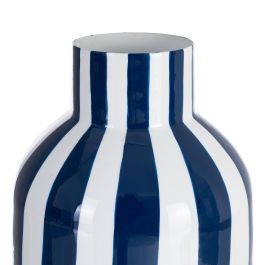 Jarrón Rayas Azul Metal Decoración 18 X 18 X 24 cm
