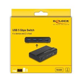 DeLOCK Conmutador USB 5 Gbps Switch 4 x Dispositivo y 2 x Host, 5 Gbit/s, Negro, 54 x 92 x 19 mm