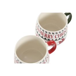 DKD Home Decor Mug Navidad Tradicional Porcelana 500ml Apto Microondas Lavavajillas Rojo Verde Blanco Pack 6 Unidades
