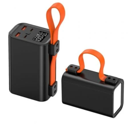 Leotec Batería Externa Portátil 30.000mAh 100W PD con 4 Salidas (2 USB-C, 2 USB-A) y Panel LCD