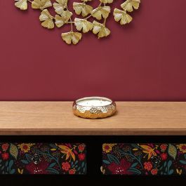 Home Deco Factory Vela Perfumada Lounge con 3 Mechas Aroma Peonía Recipiente Dorado 14cm