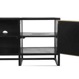 DKD Home Decor Mueble TV Negro Dorado de Madera y Metal, 120x37x50 cm