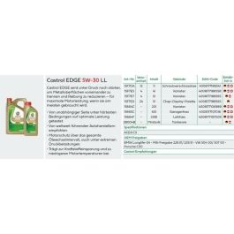 Aceite de motor - CASTROL - EDGE 5W-30 LL - 1L Aceite de motor - CASTROL - EDGE 5W-30 LL - 1L