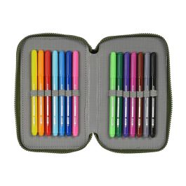 Plumier Triple Safta Dark forest Negro Verde 12.5 x 19.5 x 5.5 cm (36 Piezas)