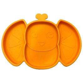 Orangiefly Plato de silicona antideslizante Frootimals con 3 compartimentos para bebé, Bubba Tropibear, BPA Free