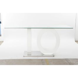 Mesa de Comedor DKD Home Decor Cristal Transparente Blanco Madera MDF (160 x 90 x 75 cm)