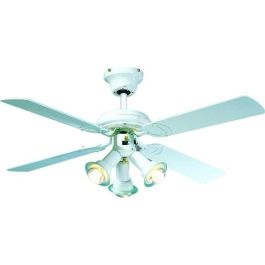 FARELEK - MALDIVAS Ø 107 cm - Ventilador de techo reversible, 4 aspas lacadas en blanco + iluminación 3 puntos 60 vatios E14 - 112615 Precio: 86.58999943. SKU: B1BDR5YKP8