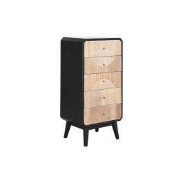DKD Home Decor Chifonier Moderno Negro Natural Madera 5 Cajones 35 x 100 x 48.3 cm