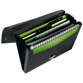 Leitz Carpeta Clasificadora Fuelle Polipropileno 5+1 Compartimentos DIN A4 Negro Reciclado