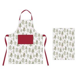 DKD Home Decor Delantal de Navidad Alpina con Árboles - Set de 2, Poliéster 80x60cm. Colores Verde, Rojo, Beige y Blanco Precio: 5.79000004. SKU: B188PHFR7R