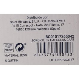 Quttin Soporte para 32 Cápsulas de Café 12.5x11.2x30 cm (6 Unidades)