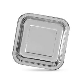 Set de 10 platos de cartón plata cuadrados 23 cm Algon (18 Unidades) Set de 10 platos de cartón plata cuadrados 23 cm Algon (18 Unidades)