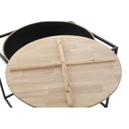 DKD Home Decor Mesita Auxiliar Loft de Metal y Madera, Negro y Marrón, 64x62.5x64 cm DKD Home Decor Mesita Auxiliar Loft de Metal y Madera, Negro y Marrón, 64x62.5x64 cm