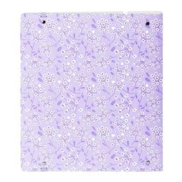 Carpeta Con Recambio Safta Din A4 Cuadro 5 mm Polipropileno Foam 4 Anillas 35 mm Estampados Floral Lila