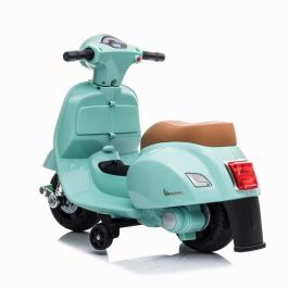 Tachan Mini Moto Eléctrica Vespa 6V Azul Celeste Licencia Oficial, Batería Recargable, 4 Ruedas, Luces y Sonidos para Niños +18m