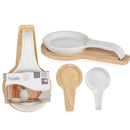 Vessia Set de Bandeja de Porcelana para Aperitivo con Cuchara y Base de Bambú Blanco Natural 13 x 3.5 x 23.5 cm (24 Unidades) Vessia Set de Bandeja de Porcelana para Aperitivo con Cuchara y Base de Bambú Blanco Natural 13 x 3.5 x 23.5 cm (24 Unidades)