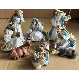 DKD Home Decor Figura Decorativa de Poliéster para Nacimiento Navidad Moderno Azul y Blanco, 14 cm Largo x 34 cm Alto x 24 cm Ancho